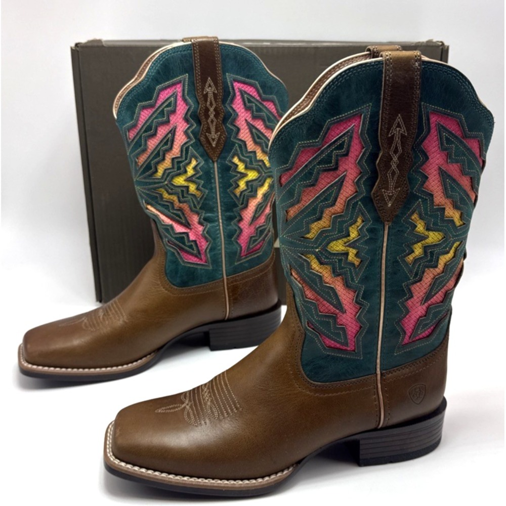Ariat ATS Laney VentTEK 360° Western Women's Boots Size 9 B Toffee Teal